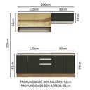 Ver imagem 4 de Armário de Cozinha Compacta 200cm Rustic Preto Glamy Madesa 03