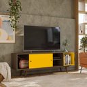 Ver imagem 1 de Bancada Rack TV até 60 polegadas Retro 50 Rustik Carv Rlv. Amarelo Ac