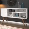 Bancada Rack Retro TV até 50 polegadas 75 Branco Mdf / Mdp 123cm Olivar - 1