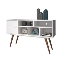 Bancada Rack Retro TV até 50 polegadas 75 Branco Mdf / Mdp 123cm Olivar - 2