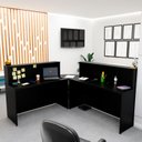 Ver imagem 2 de Balcão Atendimento de Canto em L Recepção/consultório 1400x600 Netmobil - Preto