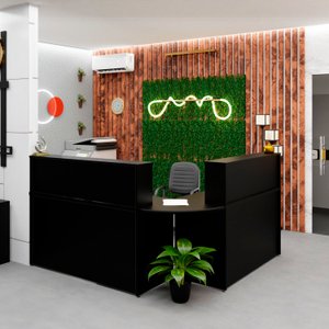 Balcão Atendimento de Canto em L Recepção/consultório 1400x600 Netmobil - Preto