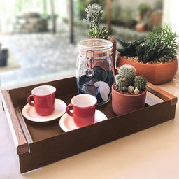 Bandeja em Aço Carbono Decorativa para Café Linha Nexo 40x25cm - Corten - 1