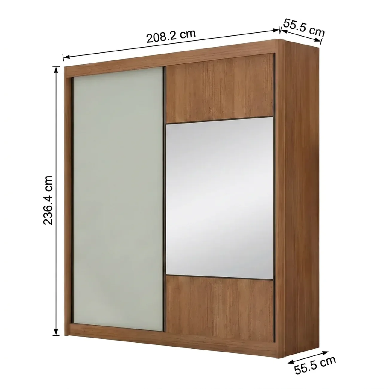 Ver imagem 4 de Guarda Roupa Casal com Espelho 100% MDF 2 Portas de Correr e 6 Gavetas Trieste Marrom Cumaru/Fendi
