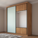 Ver imagem 1 de Guarda Roupa Casal com Espelho 100% MDF 2 Portas de Correr e 6 Gavetas Trieste Marrom Cumaru/Fendi