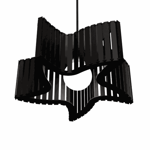 Luminária Pendente ESTRELA DO MAR Modelo Ripado -:Preta
