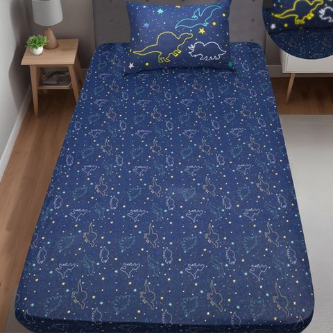 Jogo de Cama Solteiro 2 Pçs Joy 70% Algodão 30% Poliéster Dinossauros