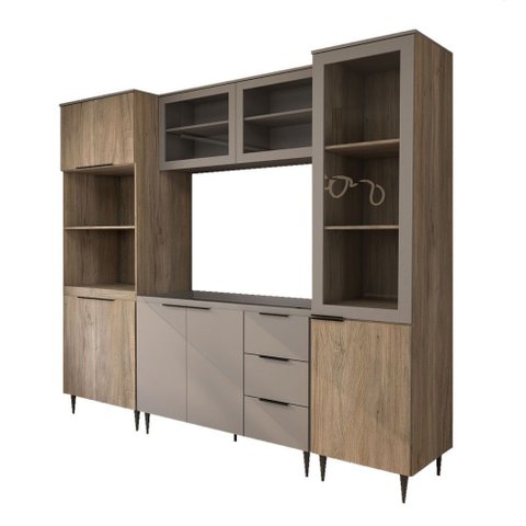 Cozinha Completa Modulada 10 Portas 3 Gavetas com Vidro Imperial/fume - Panorama Móveis