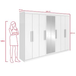 Guarda-roupa Casal Easy Slim 8 Portas com Espelho Branco - 4