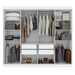 Guarda-roupa Casal Easy Slim 8 Portas com Espelho Branco - 5