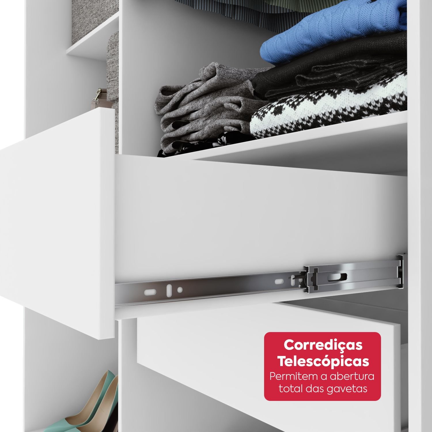 Guarda-roupa Casal Easy Slim 8 Portas com Espelho Branco - 8