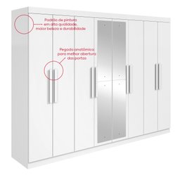 Guarda-roupa Casal Easy Slim 8 Portas com Espelho Branco - 10