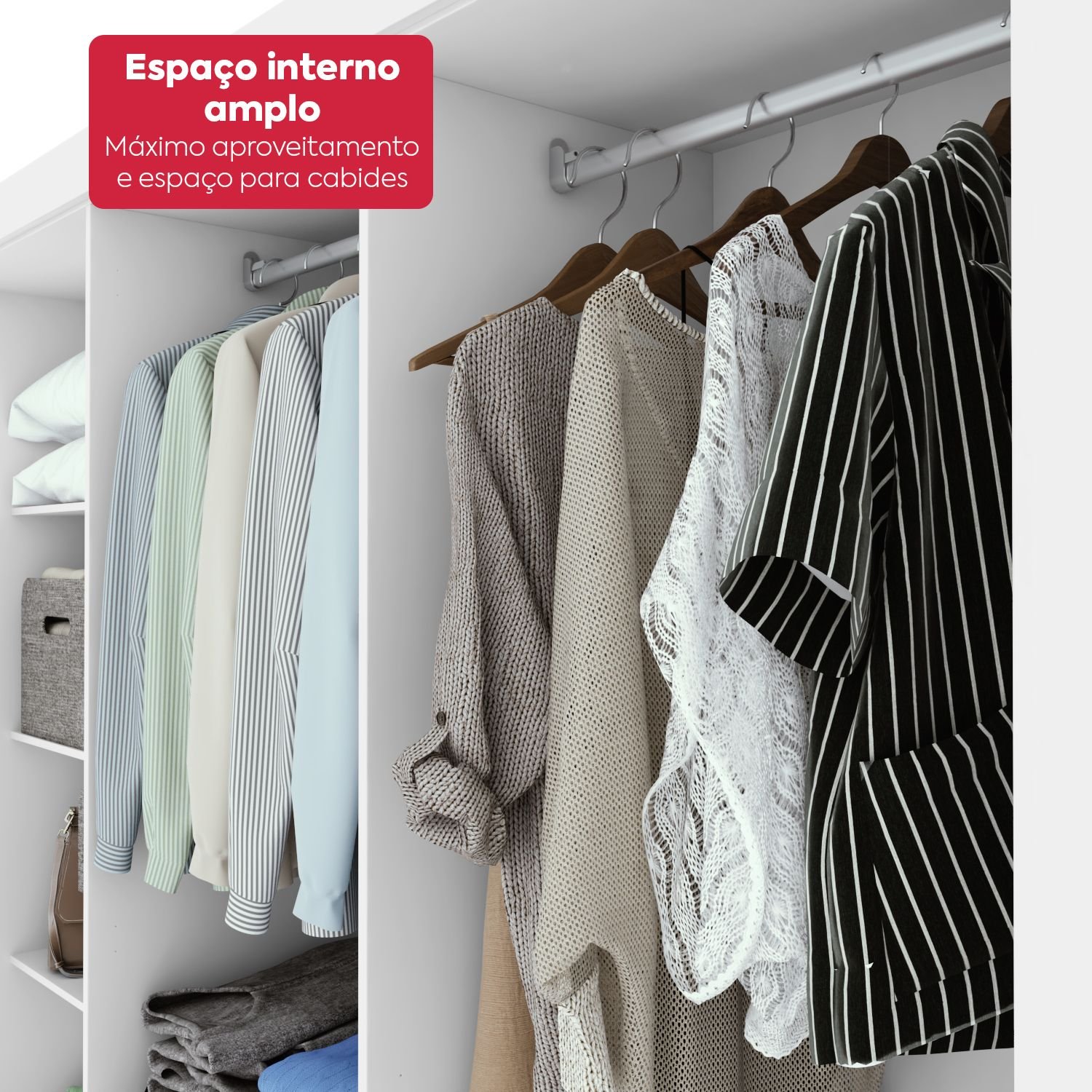 Guarda-roupa Casal Easy Slim 8 Portas com Espelho Branco - 9