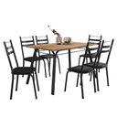 Ver imagem 1 de Conjunto de Mesa Sala de Jantar com 6 Cadeiras Tubular Tampo Bp Madeirado Retangular 1,36m Preto