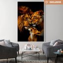 Ver imagem 1 de Quadro Decorativo Família Leão Leoa com Um Filhote Sala Quarto Casa Escritório