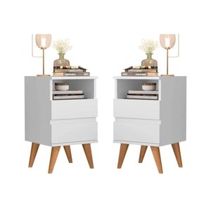 Conjunto 2 Mesas de Cabeceira 2 Gavetas Pés Palito Pop - Cm - Branco
