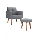Ver imagem 1 de Kit Poltrona Decorativa Sala + Puff Havana Matrix Cinza