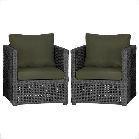 2 Poltronas Madri Alumínio Corda Náutica Estofado 13 Trama Original