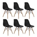Ver imagem 1 de Kit com 6 Cadeira Eames Eiffel Wood Preta para Sala de Jantar
