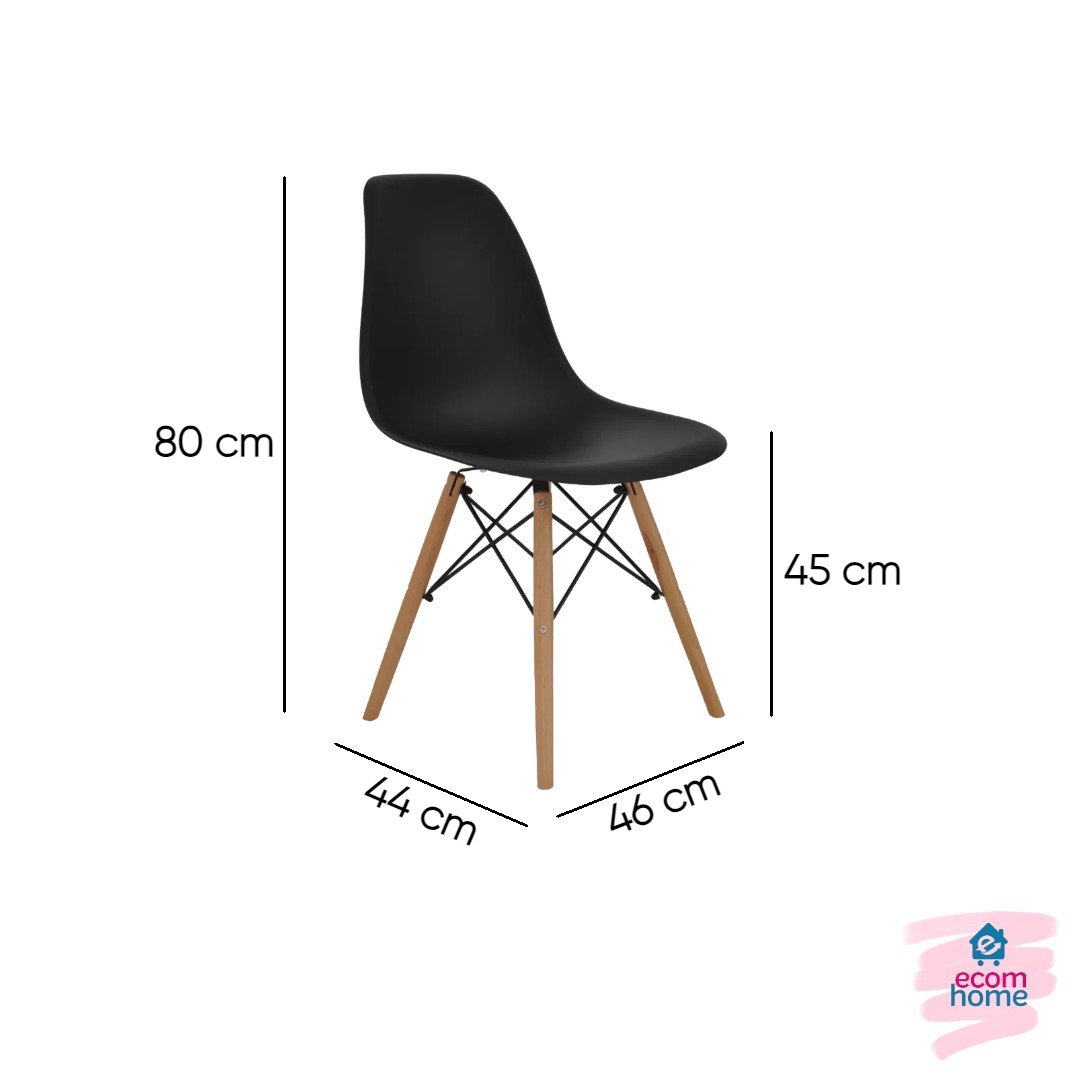 Kit com 6 Cadeira Eames Eiffel Wood Preta para Sala de Jantar - 5