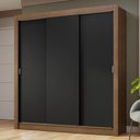 Ver imagem 1 de Guarda-roupa Casal 3 Portas de Correr Rustic/preto Nobre Madesa