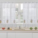 Ver imagem 1 de Cortina para Cozinha com Bandô Renda Flores 2,00m X 2,50m Varão 2m - Branco