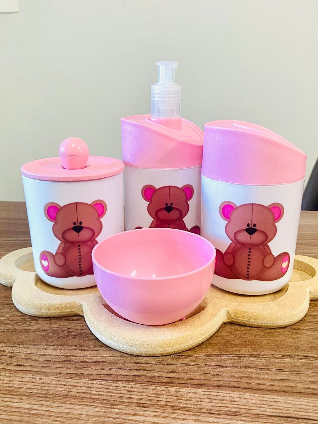 Kit Higiene Ursinha Baby C/bandeja Nuvem Crua