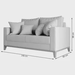 Conjunto de Sofá Beny, 2 Peças, 1 Sofá 1,40m e 1 Poltrona, Tecido Linho Cru - 2