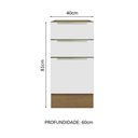 Ver imagem 3 de Balcão Madesa Lux 40 cm 3 Gavetas (Sem Tampo) Rustic/Branco Veludo