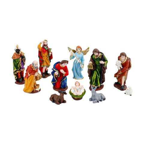 Presepio Natalino 10cm Enfeite Decorativo 11 Peças Resina Decoração de Natal