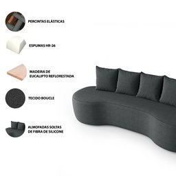 Sofá Orgânico Curvo Ibiza 2,10m 3 Lugares com Almofadas Bouclé - 4