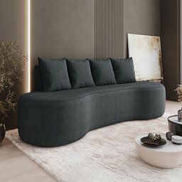 Sofá Orgânico Curvo Ibiza 2,10m 3 Lugares com Almofadas Bouclé - 1