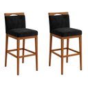Ver imagem 1 de Kit 2 Banquetas Alta Cozinha Gourmet Estofada Suede:suede Preto