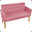 Ver imagem 2 de Kit Namoradeira Decorativa Para Sala Capitonê Com Base + 4 Poltronas Para Recepção Suede