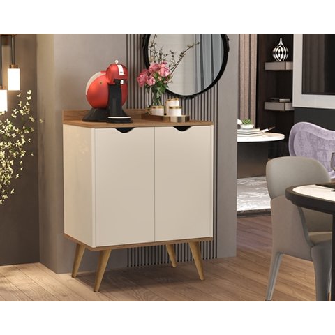Aparador 2 Portas Buffet Acalanto Cantinho Cafe Pés Palito Perola / Caramelo - Comprar Moveis em Cas
