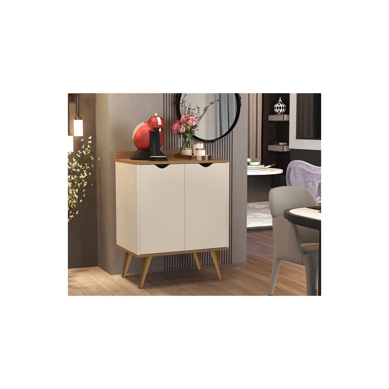 Aparador 2 Portas Buffet Acalanto Cantinho Cafe Pés Palito Perola / Caramelo - Comprar Moveis em Cas