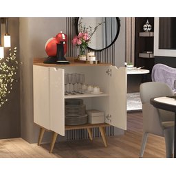 Aparador 2 Portas Buffet Acalanto Cantinho Cafe Pés Palito Perola / Caramelo - Comprar Moveis em Cas - 2