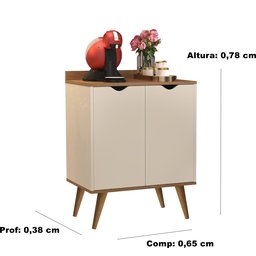 Aparador 2 Portas Buffet Acalanto Cantinho Cafe Pés Palito Perola / Caramelo - Comprar Moveis em Cas - 3