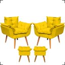Ver imagem 1 de Kit 2 Poltronas Decorativas Para Recepção Manicure Sala De Estar + 2 Puff Reforçado Suede