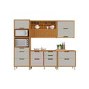 Ver imagem 1 de Cozinha Modulada Completa Imperatriz 5pçs 2 Balcões 2 Aéreos+ Torre Quente Freijo/off White