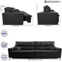 Ver imagem 3 de Sofá Retrátil e Reclinável 3,12m Luxos Cama Inbox Velusoft Preto
