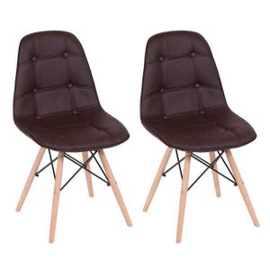 Kit 2 Cadeiras Eames Eiffel Botonê Marrom