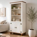 Ver imagem 1 de Estante Livreiro para Sala de Estar Home Office 2 Portas 89cm Alegra S05 Off White Nogueira - Lyam