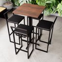 Ver imagem 1 de Conjunto Mesa Alta Bistrô Quadrada Imbuia 4 Banquetas Confort Estofado Don Castro