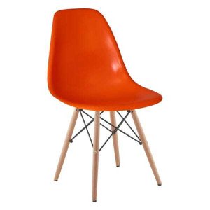 Cadeira Eiffel Pp Pés de Madeira Laranja