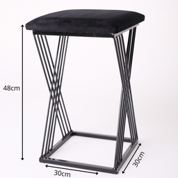 Banqueta Design X Baixa Luxo 48cm em Metal Preto - 5
