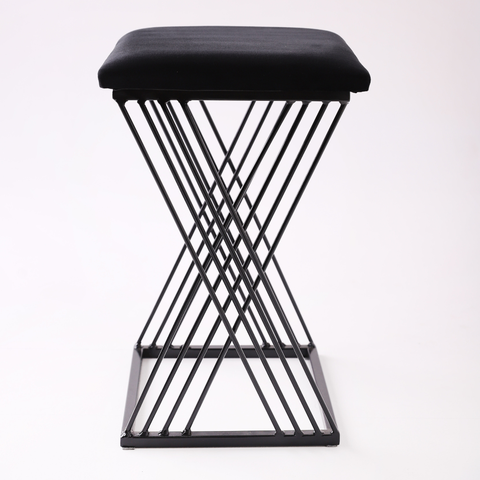 Banqueta Design X Baixa Luxo 48cm em Metal Preto