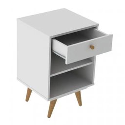 Mesa de Cabeceira Retro Plus Branco MDF/MDP 42cm Olivar - 5