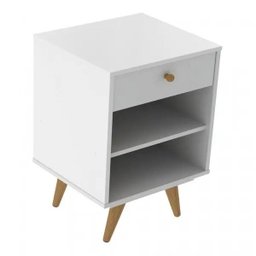 Mesa de Cabeceira Retro Plus Branco MDF/MDP 42cm Olivar - 4