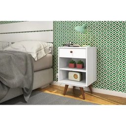 Mesa de Cabeceira Retro Plus Branco MDF/MDP 42cm Olivar - 7